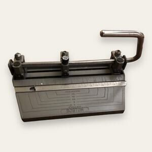 Vintage Boston Heavy Duty 3 Hole Punch Adjustable Puncher Crafting Tools